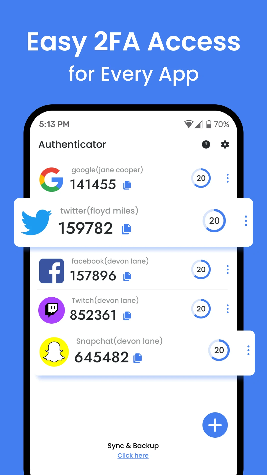 Authenticator App screenshot